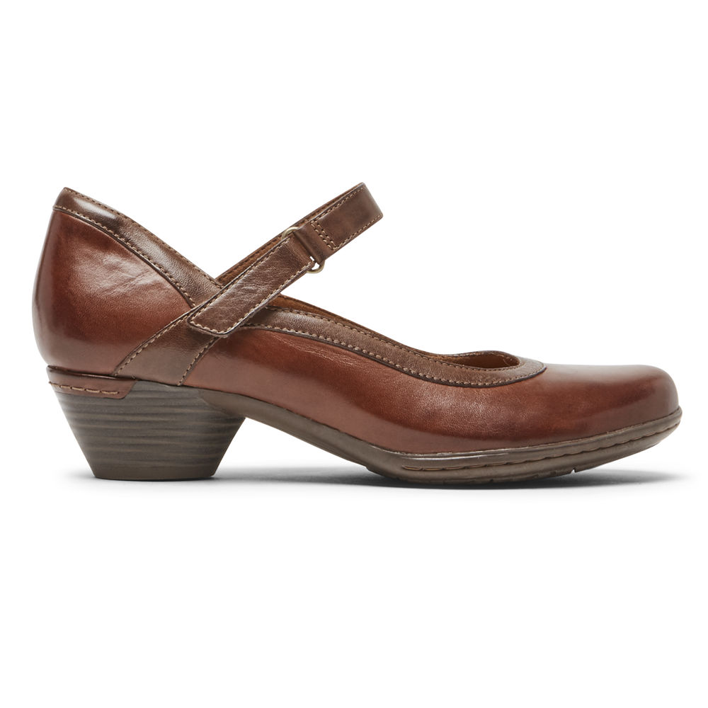 Rockport Womens Cobb Hill Laurel Mary Jane - Flats Brown - GZK824169